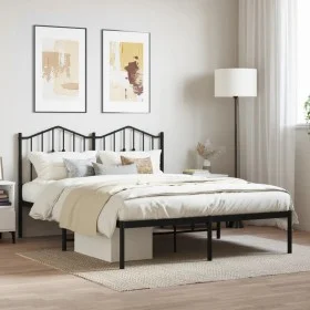 Bed frame with black metal headboard 135x190 cm by , Beds and slatted bases - Ref: Foro24-373788, Price: 97,57 €, Discount: %