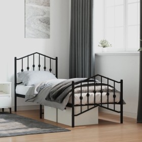 Estructura de cama con cabecero y estribo metal negro 75x190 cm de , Camas y somieres - Ref: Foro24-373797, Precio: 72,67 €, ...