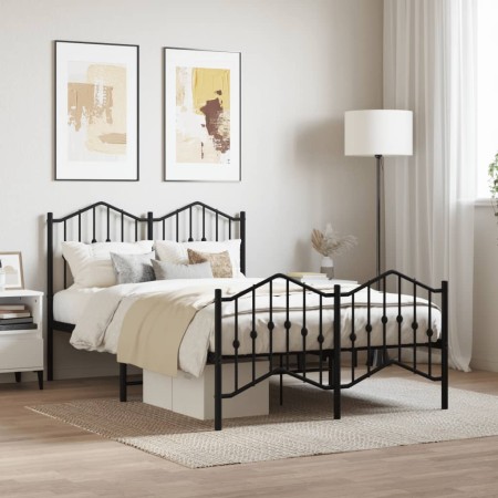 Estructura de cama con cabecero y estribo metal negro 120x200cm de , Camas y somieres - Ref: Foro24-373805, Precio: 106,61 €,...