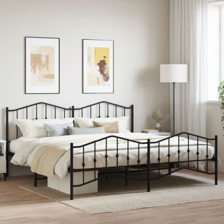 Estructura de cama cabecero y estribo metal negro 193x203 cm de , Camas y somieres - Ref: Foro24-373813, Precio: 123,58 €, De...