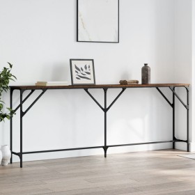 Mesa consola madera de ingeniería marrón roble 200x29x75 cm de , Mesas auxiliares - Ref: Foro24-837781, Precio: 68,68 €, Desc...