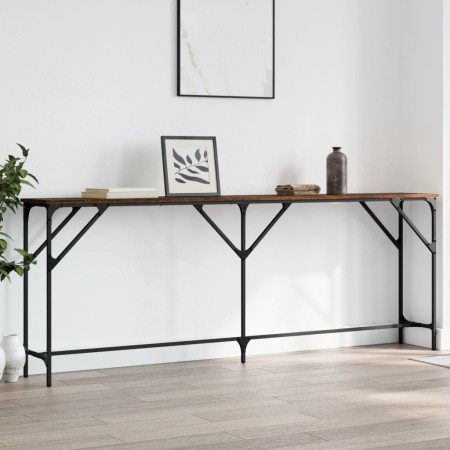 Mesa consola madera de ingeniería marrón roble 200x29x75 cm de , Mesas auxiliares - Ref: Foro24-837781, Precio: 68,68 €, Desc...