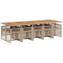 Set comedor de jardín 11 pzas con cojines ratán sintético beige en Conjuntos de jardín | Comprar online en Foru.es
