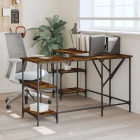 Escritorio madera de ingeniería roble ahumado 139x139x75 cm de , Escritorios - Ref: Foro24-837594, Precio: 99,01 €, Descuento: %
