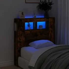 Cabecero LED madera ingeniería roble ahumado 100x18,5x103,5 cm de , Cabeceros y pies de cama - Ref: Foro24-837334, Precio: 57...