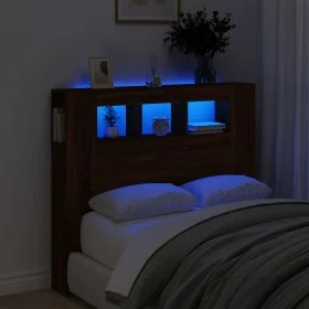 Cabecero LED madera ingeniería roble marrón 120x18,5x103,5 cm de , Cabeceros y pies de cama - Ref: Foro24-837343, Precio: 67,...
