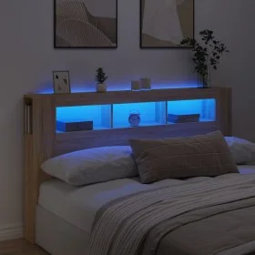 Cabecero LED madera ingeniería roble Sonoma 180x18,5x103,5 cm de , Cabeceros y pies de cama - Ref: Foro24-837360, Precio: 88,...