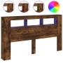 Cabecero LED madera ingeniería roble ahumado 180x18,5x103,5 cm de , Cabeceros y pies de cama - Ref: Foro24-837362, Precio: 83...