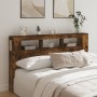 Cabecero LED madera ingeniería roble ahumado 180x18,5x103,5 cm de , Cabeceros y pies de cama - Ref: Foro24-837362, Precio: 83...