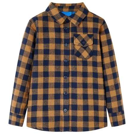 Camisa a cuadros infantil coñac y azul 92 de , Camisetas para niños - Ref: Foro24-12954, Precio: 10,32 €, Descuento: %