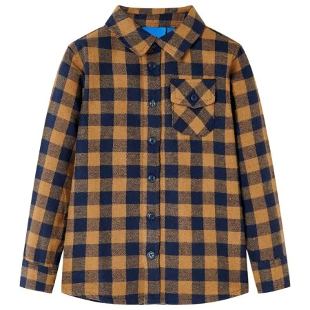 Camisa a cuadros infantil coñac y azul 116 de , Camisetas para niños - Ref: Foro24-12956, Precio: 13,95 €, Descuento: %