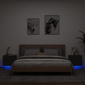 Mesitas de noche de pared con luces LED 2 unidades negro de , Mesitas de noche - Ref: Foro24-836815, Precio: 90,12 €, Descuen...