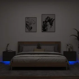 Mesitas de noche de pared con luces LED 2 unidades negro de , Mesitas de noche - Ref: Foro24-836815, Precio: 88,71 €, Descuen...