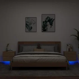 Mesitas de noche de pared con luces LED 2 unidades roble Sonoma de , Mesitas de noche - Ref: Foro24-836817, Precio: 95,12 €, ...
