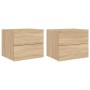 Mesitas de noche de pared con luces LED 2 unidades roble Sonoma de , Mesitas de noche - Ref: Foro24-836817, Precio: 96,55 €, ...