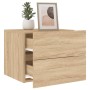 Mesitas de noche de pared con luces LED 2 unidades roble Sonoma de , Mesitas de noche - Ref: Foro24-836817, Precio: 96,55 €, ...