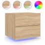 Mesitas de noche de pared con luces LED 2 unidades roble Sonoma de , Mesitas de noche - Ref: Foro24-836817, Precio: 96,55 €, ...