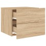 Mesitas de noche de pared con luces LED 2 unidades roble Sonoma de , Mesitas de noche - Ref: Foro24-836817, Precio: 96,55 €, ...