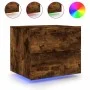 Mesita de noche de pared con luces LED roble ahumado de , Mesitas de noche - Ref: Foro24-836820, Precio: 54,91 €, Descuento: %
