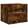 Mesita de noche de pared con luces LED roble ahumado de , Mesitas de noche - Ref: Foro24-836820, Precio: 54,91 €, Descuento: %