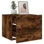 Mesita de noche de pared con luces LED roble ahumado de , Mesitas de noche - Ref: Foro24-836820, Precio: 54,91 €, Descuento: %