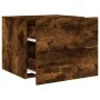 Mesita de noche de pared con luces LED roble ahumado de , Mesitas de noche - Ref: Foro24-836820, Precio: 54,91 €, Descuento: %
