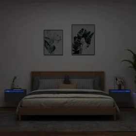 Wall-mounted bedside tables with LED lights, 2 units, black by , Nightstands - Ref: Foro24-836829, Price: 80,85 €, Discount: %