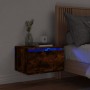 Mesita de noche de pared con luces LED roble ahumado de , Mesitas de noche - Ref: Foro24-836834, Precio: 37,45 €, Descuento: %