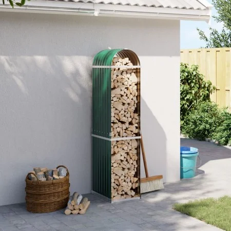Leñero de acero galvanizado verde 40x45x170 cm de , Bolsas y soportes de leña - Ref: Foro24-364538, Precio: 55,84 €, Descuent...