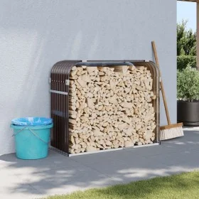 Leñero de acero galvanizado marrón 120x45x100 cm de , Bolsas y soportes de leña - Ref: Foro24-364573, Precio: 51,72 €, Descue...