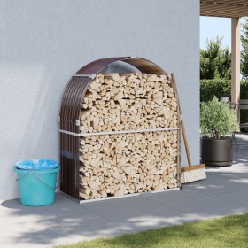 Leñero de acero galvanizado marrón 120x45x140 cm de , Bolsas y soportes de leña - Ref: Foro24-364571, Precio: 59,13 €, Descue...