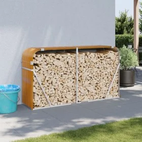 Leñero de acero galvanizado marrón claro 180x45x100 cm de , Bolsas y soportes de leña - Ref: Foro24-364584, Precio: 54,70 €, ...