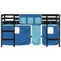 Cama alta para niños con cortinas madera pino azul 90x200 cm de , Camas y somieres - Ref: Foro24-3206971, Precio: 196,89 €, D...