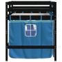 Cama alta para niños con cortinas madera pino azul 90x200 cm de , Camas y somieres - Ref: Foro24-3206971, Precio: 196,89 €, D...