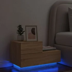 Mesita de noche con luces LED roble Sonoma 70x36x40,5 cm de , Mesitas de noche - Ref: Foro24-836779, Precio: 66,78 €, Descuen...