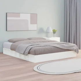 Super king white solid wood bed frame 180x200 cm by , Beds and slatted bases - Ref: Foro24-820662, Price: 158,44 €, Discount: %