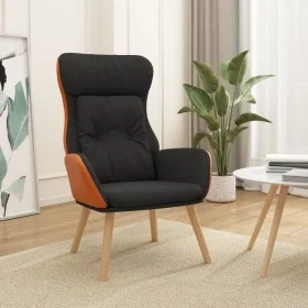Black fabric and PVC relaxation armchair by , Armchairs - Ref: Foro24-341307, Price: 105,05 €, Discount: %