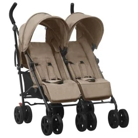 Carrito para gemelos de acero gris taupe de vidaXL, Cochecitos de bebé - Ref: Foro24-10237, Precio: 218,90 €, Descuento: %