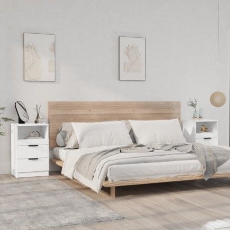 Mesitas de noche 2 uds madera contrachapada color blanco de vidaXL, Mesitas de noche - Ref: Foro24-811233, Precio: 106,73 €, ...
