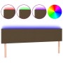 Cabecero con LED de tela marrón oscuro 200x5x78/88 cm de , Cabeceros y pies de cama - Ref: Foro24-3121357, Precio: 67,03 €, D...