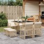 Set comedor de jardín 9 pzas con cojines ratán sintético beige en Conjuntos de jardín | Comprar online en Foru.es