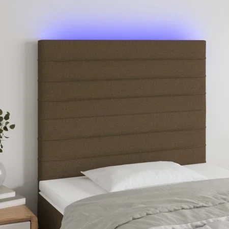 Kopfteil mit LED-Leuchten aus dunkelbraunem Stoff 80x5x118/128 cm von , Kopf- und Fußteile - Ref: Foro24-3122541, Preis: 60,2...