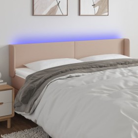 Cabecero con LED cuero sintético capuchino 183x16x78/88 cm de , Cabeceros y pies de cama - Ref: Foro24-3123063, Precio: 85,74...