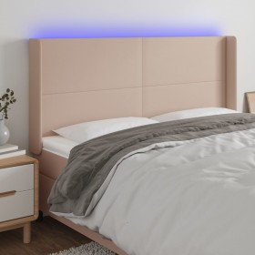 Cabecero con LED cuero sintético capuchino 183x16x118/128cm de , Cabeceros y pies de cama - Ref: Foro24-3123875, Precio: 146,...