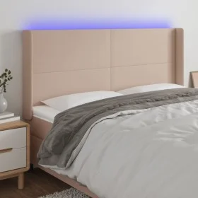 Kopfteil mit LED-Cappuccino-Kunstleder 183x16x118/128cm von , Kopf- und Fußteile - Ref: Foro24-3123875, Preis: 141,34 €, Raba...