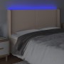 Cabecero con LED cuero sintético capuchino 183x16x118/128cm de , Cabeceros y pies de cama - Ref: Foro24-3123875, Precio: 146,...