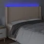 Headboard with LED cappuccino synthetic leather 183x16x118/128cm by , Headboards and footboards - Ref: Foro24-3123875, Price:...