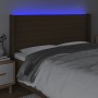 Cabecero con LED de tela marrón oscuro 163x16x118/128 cm de , Cabeceros y pies de cama - Ref: Foro24-3124197, Precio: 118,56 ...