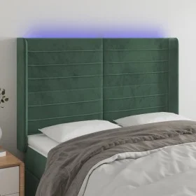 Cabecero con LED de terciopelo verde oscuro 147x16x118/128 cm de , Cabeceros y pies de cama - Ref: Foro24-3124239, Precio: 12...