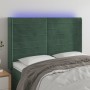 Cabecero con LED de terciopelo verde oscuro 147x16x118/128 cm de , Cabeceros y pies de cama - Ref: Foro24-3124239, Precio: 12...